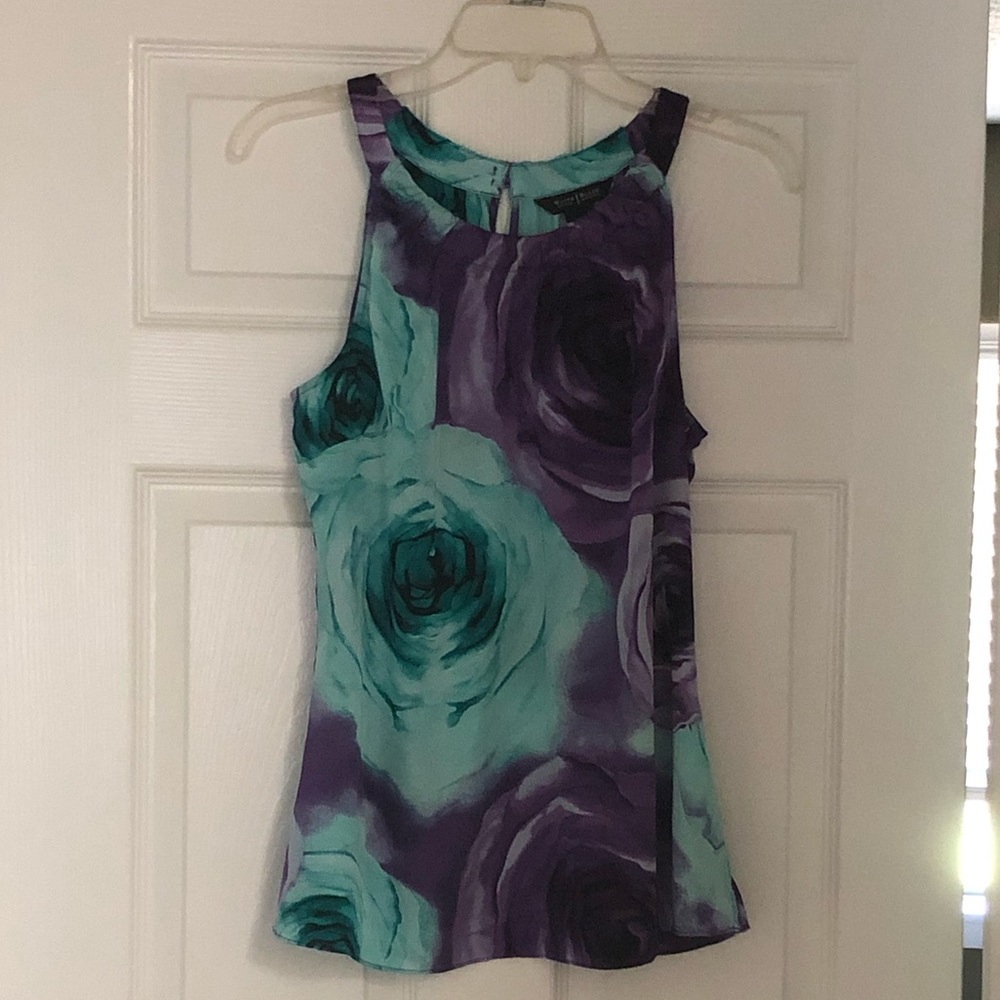 WHBM Floral Blouse, Medium, Purple/Green